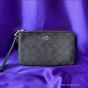 ▪️COACH▪️Double Zip Signature Canvas Wristlet